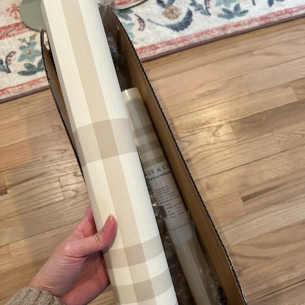 McGee and Co Plaid Wallpaper in Cream and Tan (2 rolls)